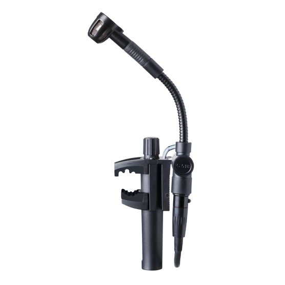 C518 ML - Black - Professional miniature clamp-on condenser microphone with mini XLR to mini XLR cable and A400 adapter plate - Hero