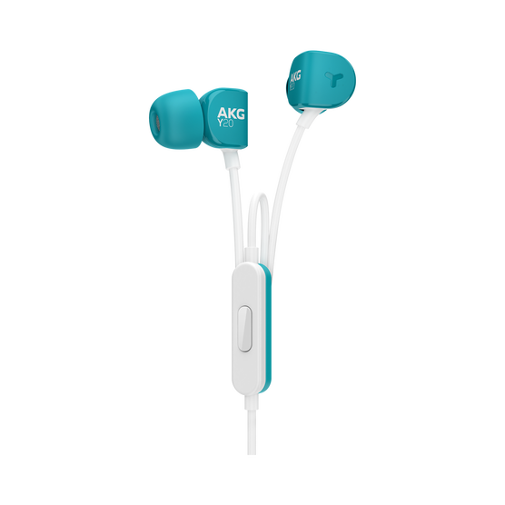 Y20U - Teal - Signature AKG in-ear stereo headphone that takes your calls - Hero