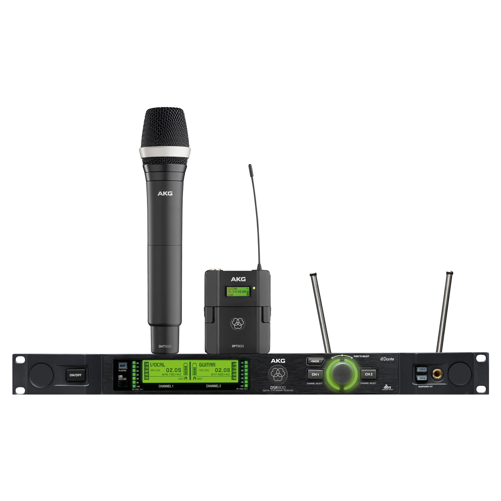 MICROFONO WIRELESS UHF dual system per AKG Wireless mic set con custodia 